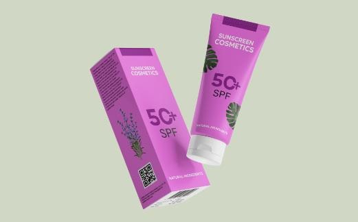 Sunscreen cosmetic packaging with tube and box design