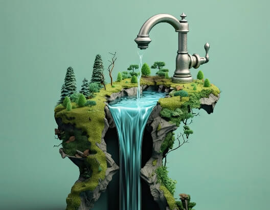 Sustainable water recycling and waste management illustration for eco-friendly practices