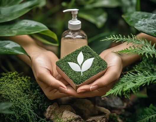 Eco-friendly skincare product with sustainable plant-based raw materials