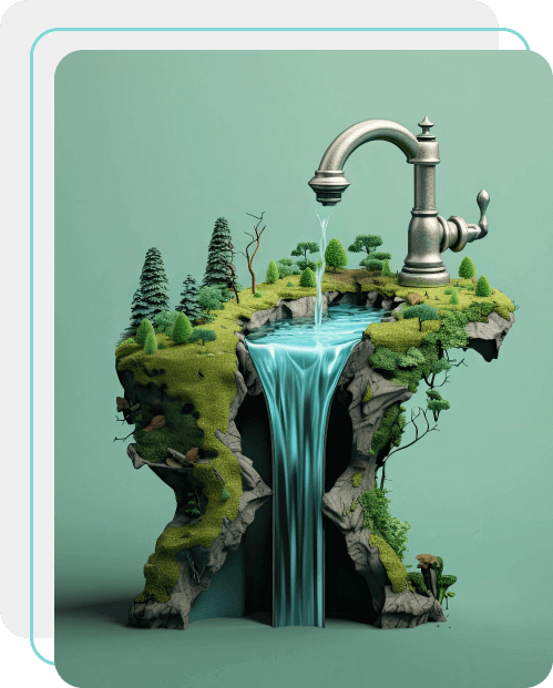 Sustainable water recycling and waste management illustration for eco-friendly practices